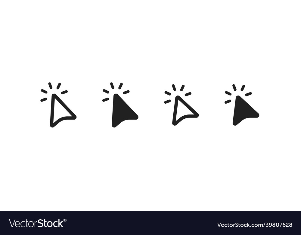 Cursor arrow icon set click mouse wed button vector image Cursor arrow icon set click mouse wed button