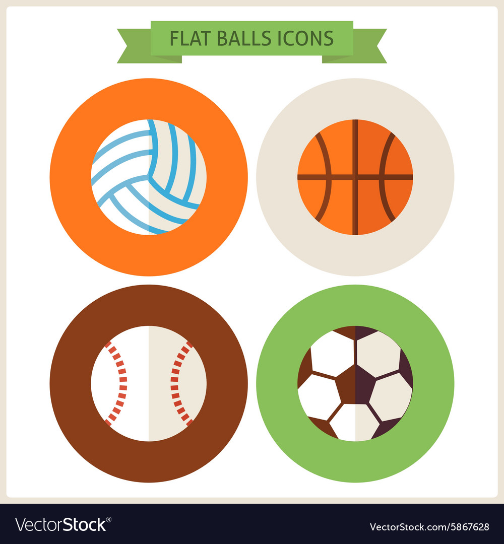 Flat sport balls website icons set