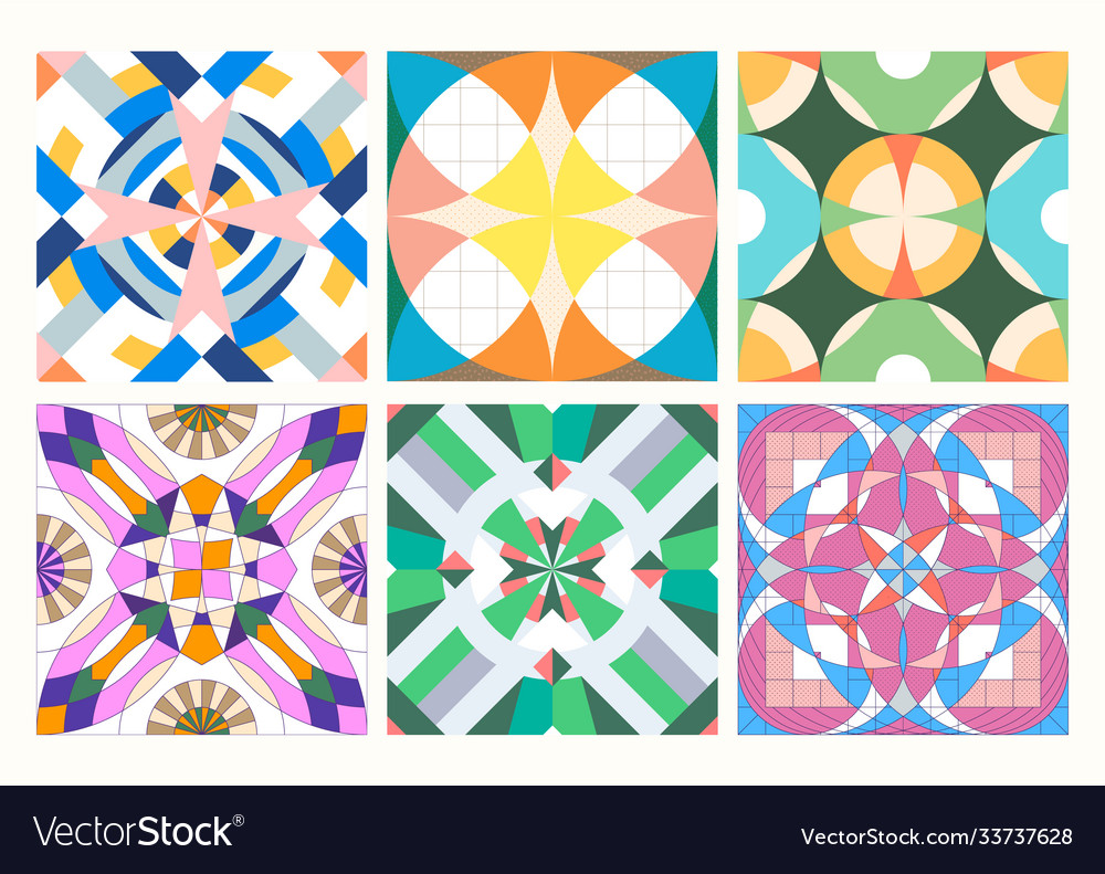 Grid based geometric pattern set vector image Grid based geometric pattern set
