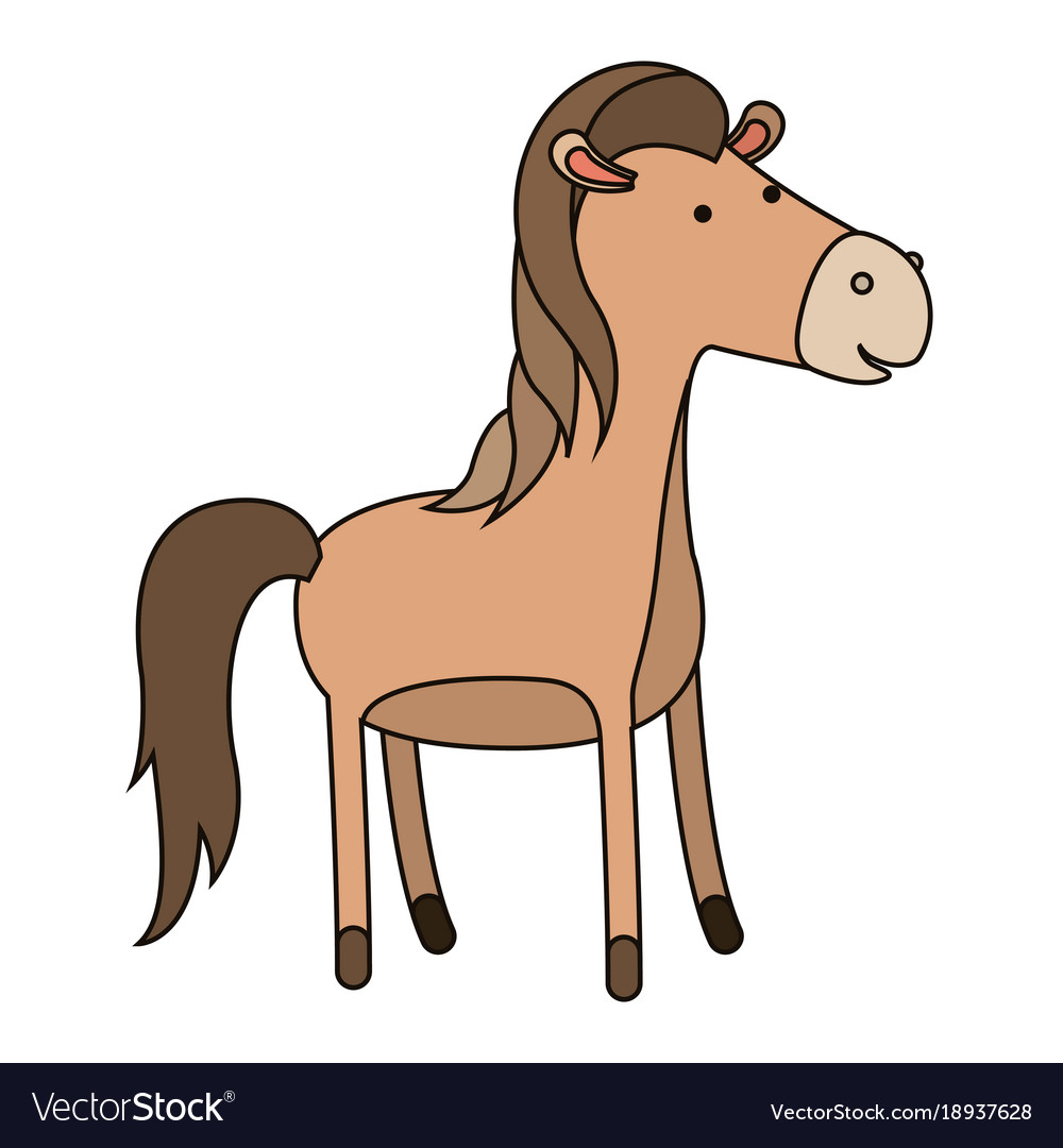 Horse cartoon colorful silhouette in white Vector Image