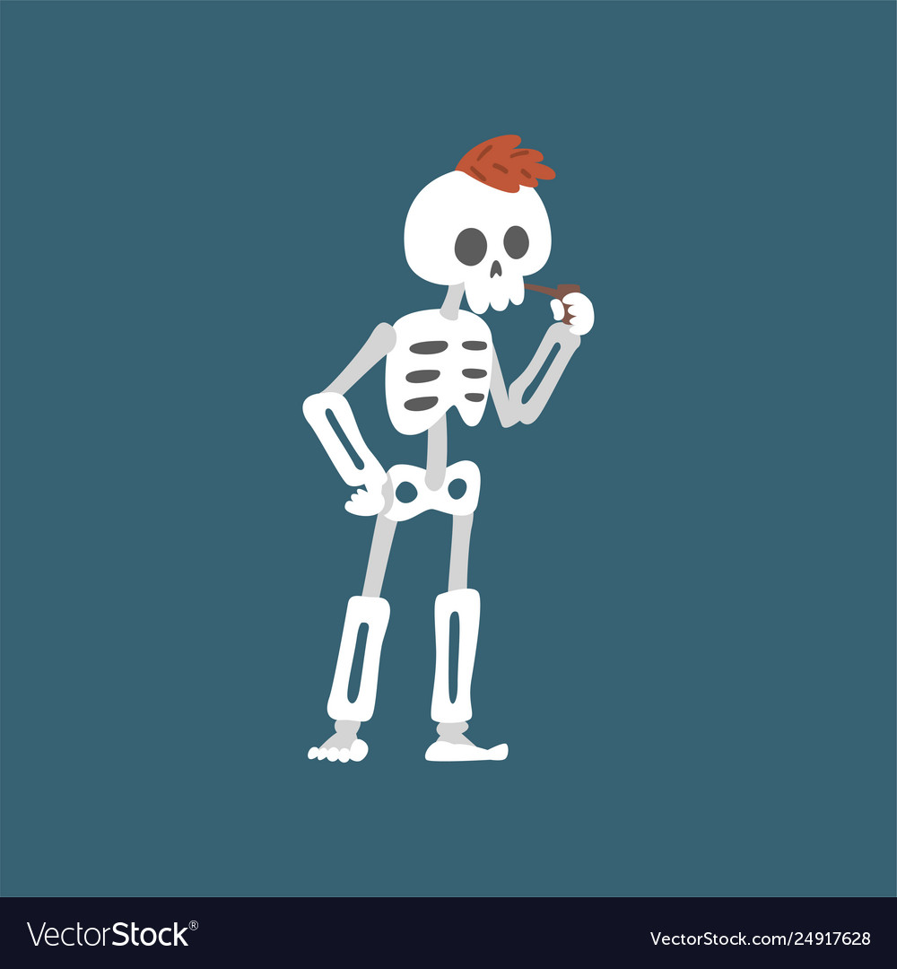 Human skeleton with iroquois smoking pipe funny Vector Image