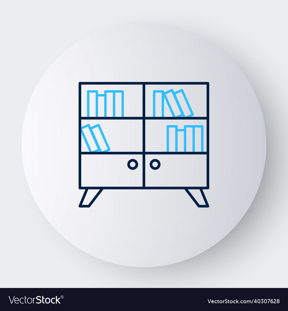 Line library bookshelf icon isolated on white