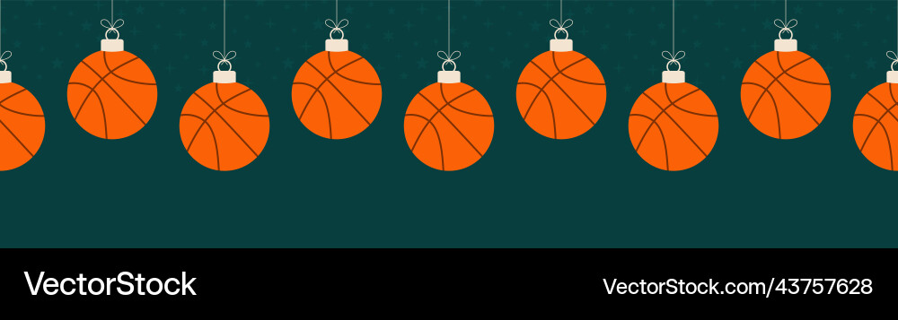 Merry christmas basketball seamless horizontal Vector Image