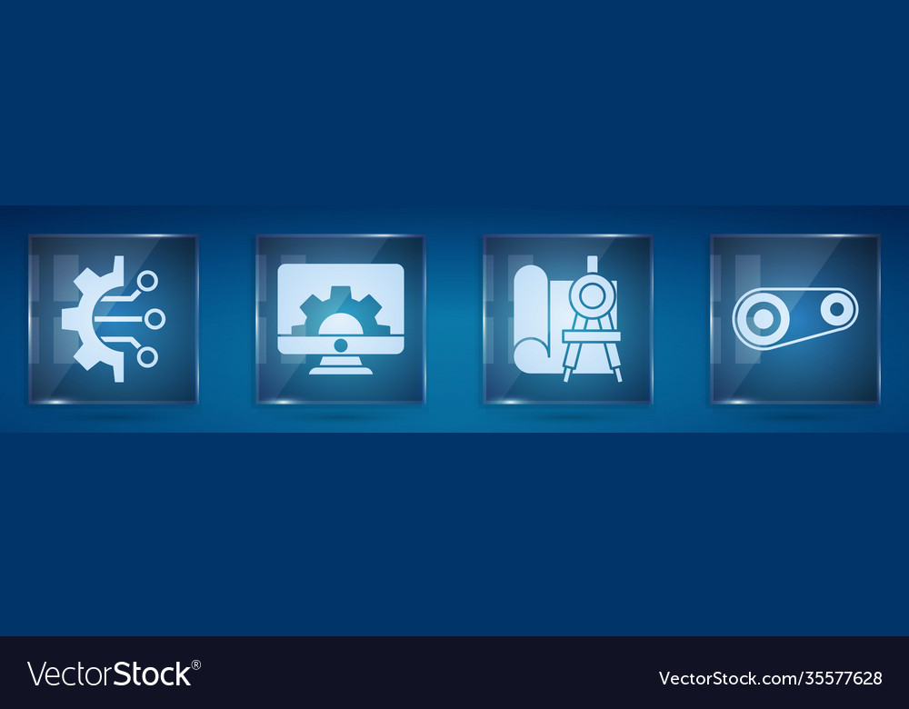 Set algorithm computer monitor and gear graphing Vector Image
