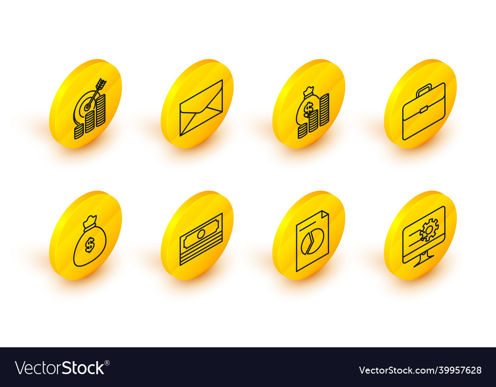 Set line computer monitor with graph chart vector image Set line computer monitor with graph chart