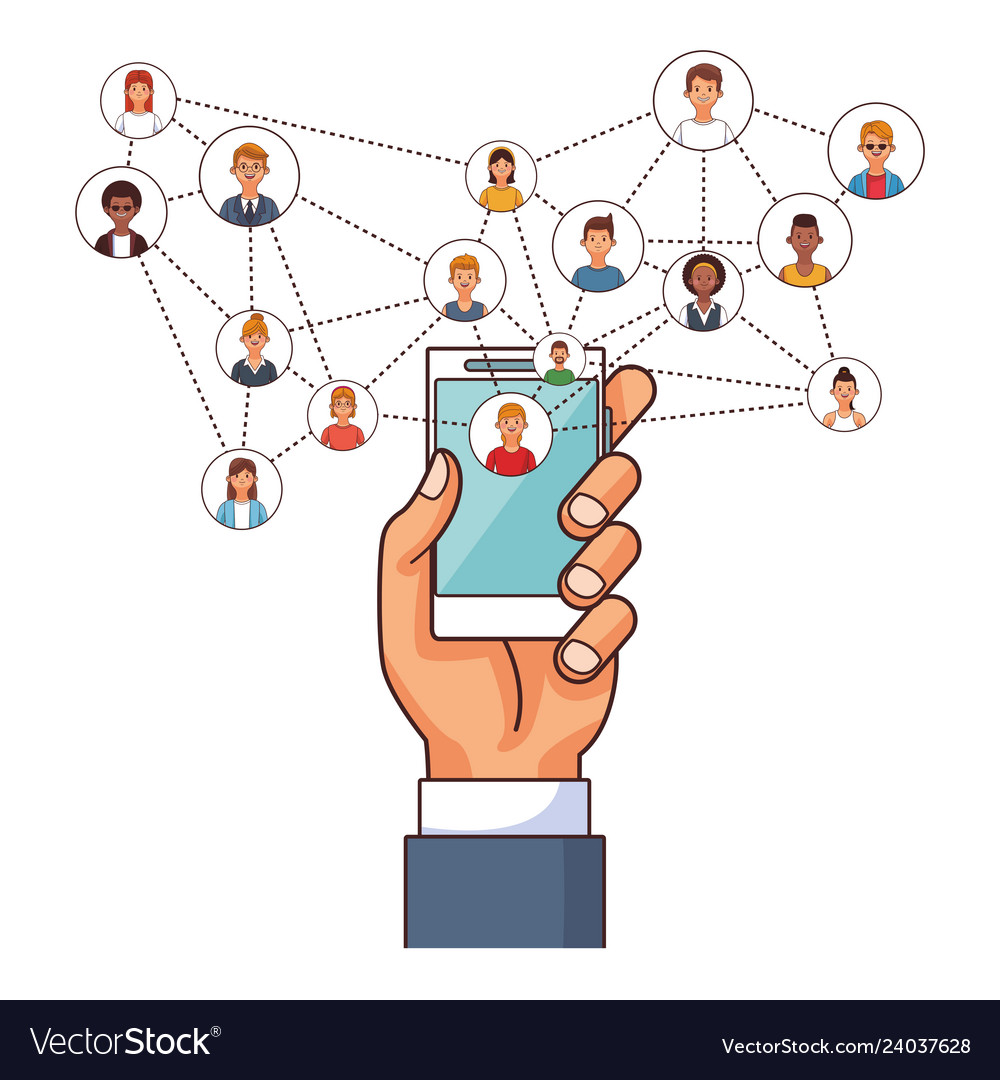 Technology smartphone users connection vector image Technology smartphone users connection