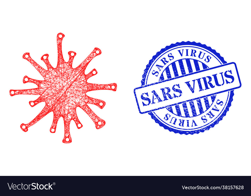 Textured sars virus stamp and net web
