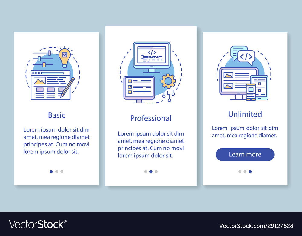 Website builder pricing onboarding mobile app vector image Website builder pricing onboarding mobile app