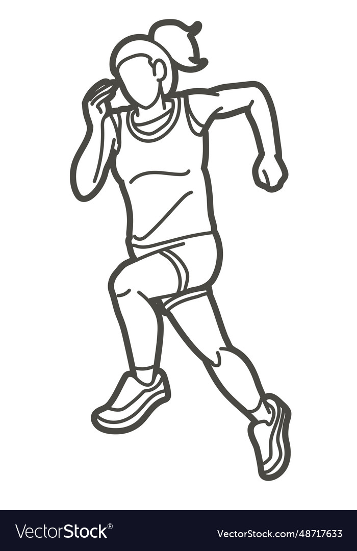 A female running marathon runner cartoon woman run