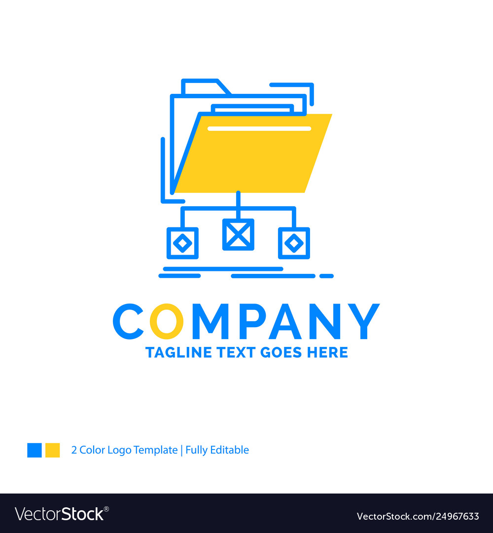 Backup data files folder network blue yellow Vector Image Backup data files folder network blue yellow