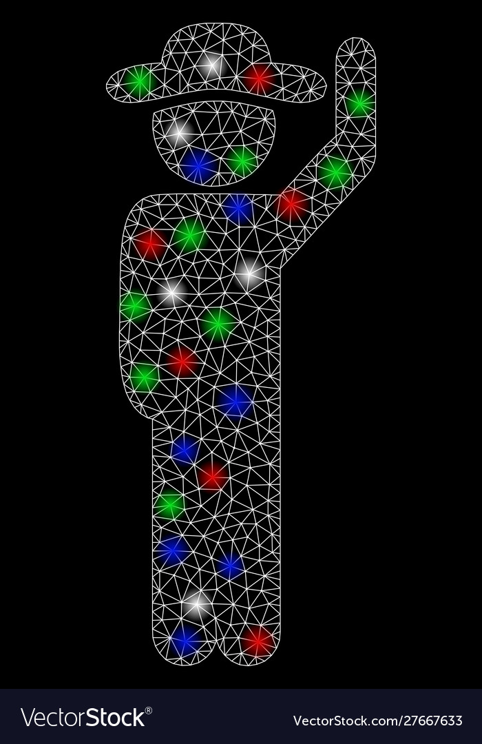 Bright mesh 2d gentleman hello with flash spots