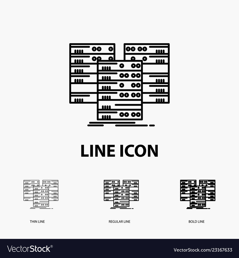 Center centre data database server icon in thin