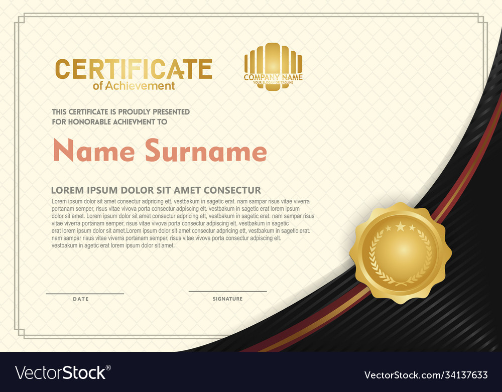 Certificate Template With Circular Angel And Line Vector Image