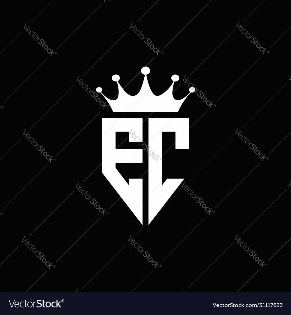 Ec logo monogram emblem style with crown shape Vector Image