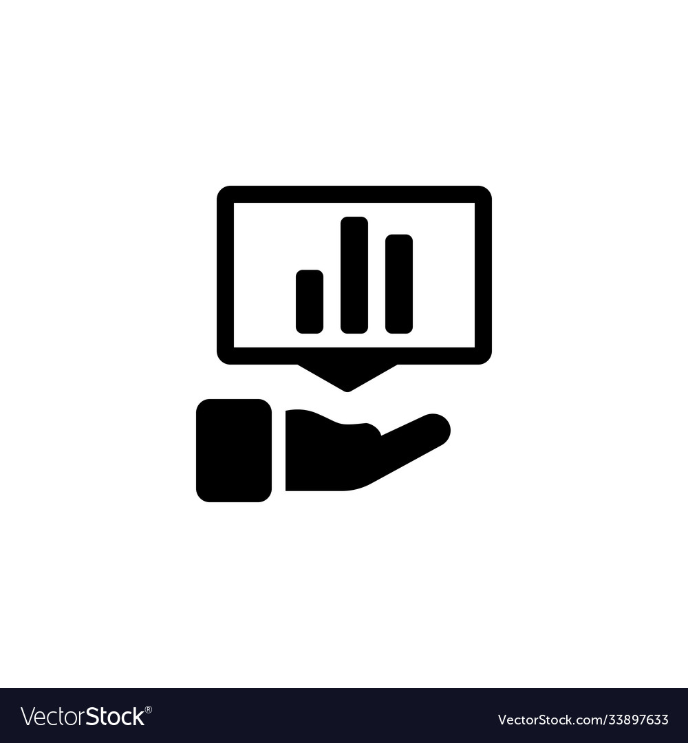 Hand showing statistic projection data icon Vector Image Hand showing statistic projection data icon