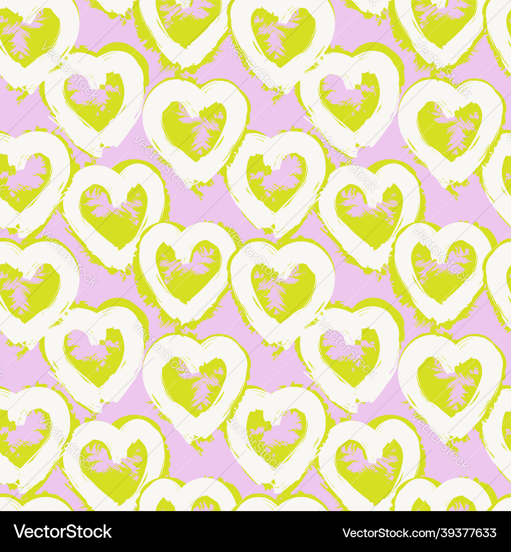 Heart shaped brush stroke seamless pattern Vector Image