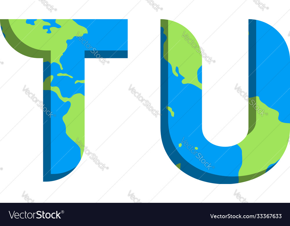 Initial tu logo design with world map style