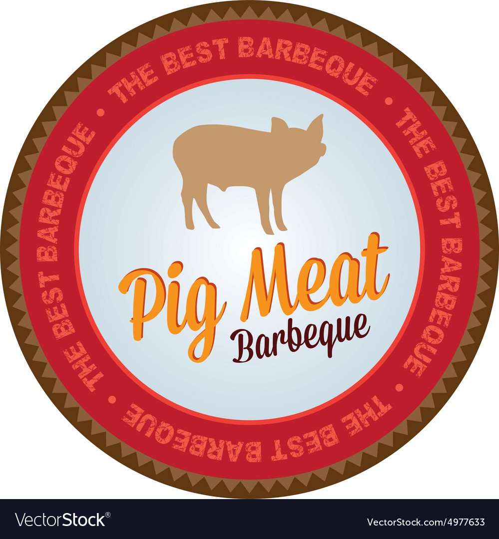 Isolated label with text and barbecue elements