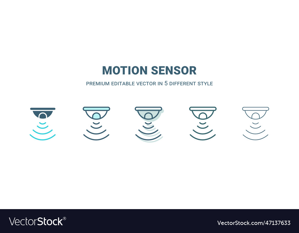 Motion sensor icon in 5 different style outline