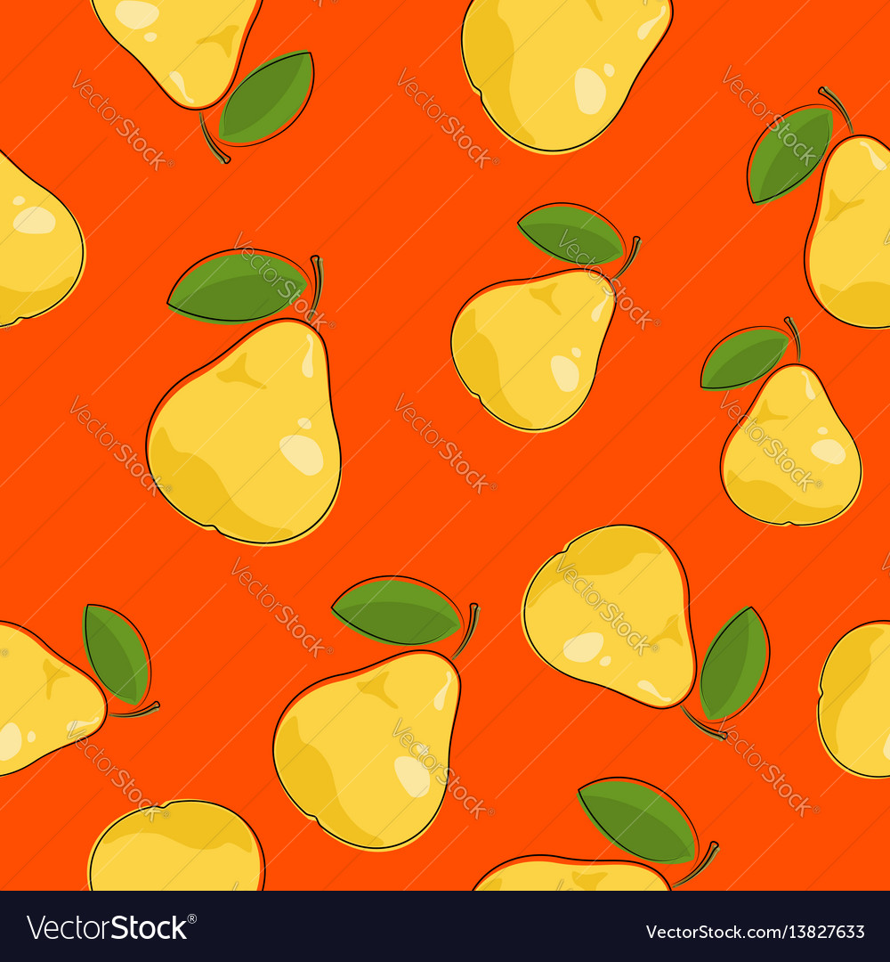 Pear on Orange Background Pattern