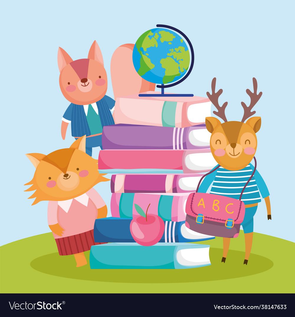 School animals students cute Royalty Free Vector Image