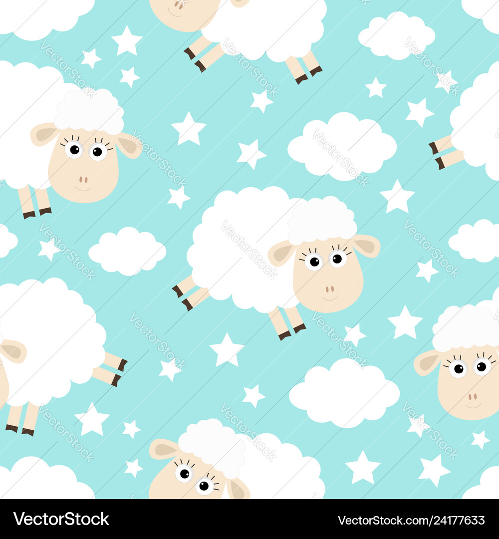 Seamless pattern sheep jumping cloud star Vector Image