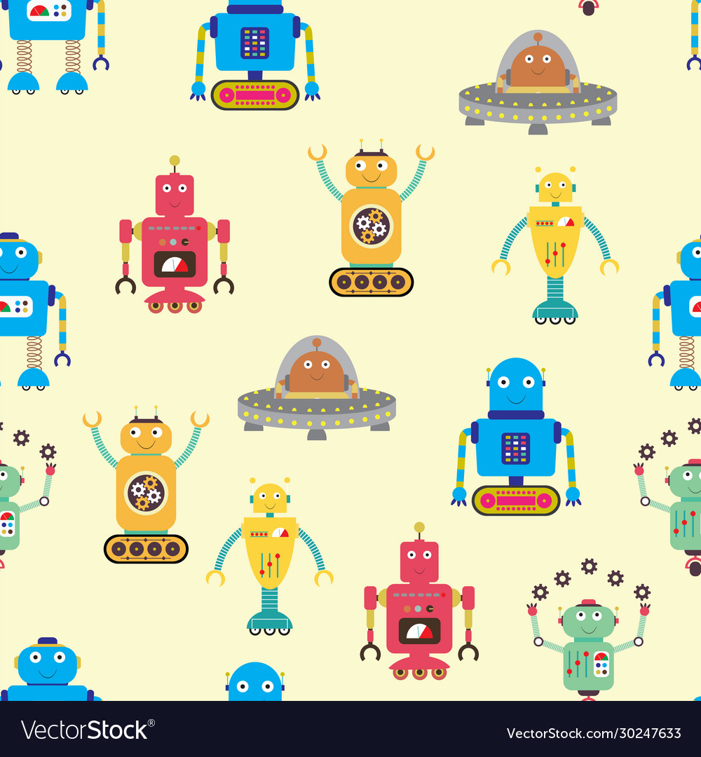 Seamless pattern with robots
