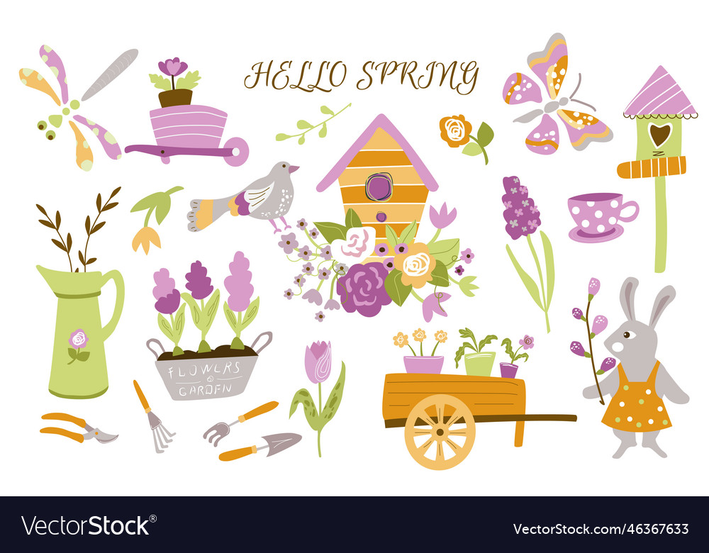 Set hello spring Vector Image Set hello spring