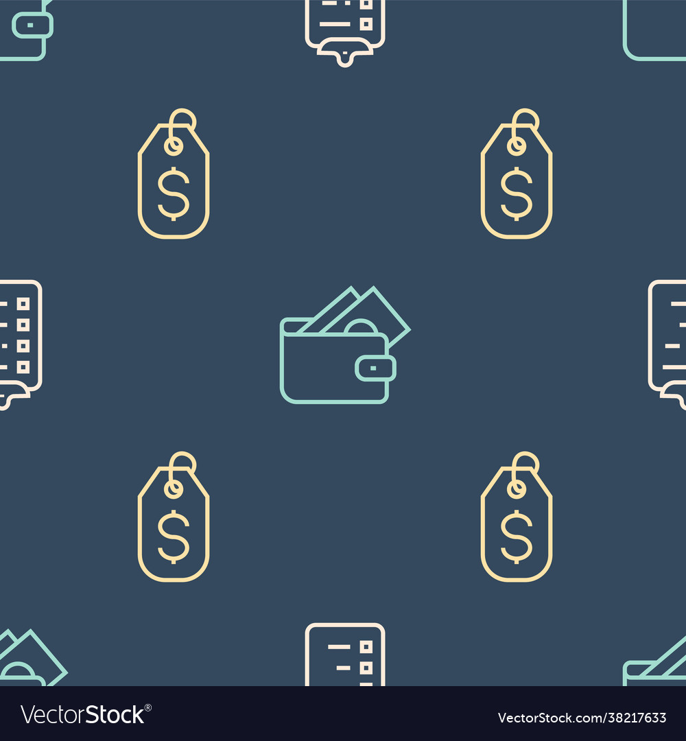 Set line shopping list price tag with dollar vector image Set line shopping list price tag with dollar