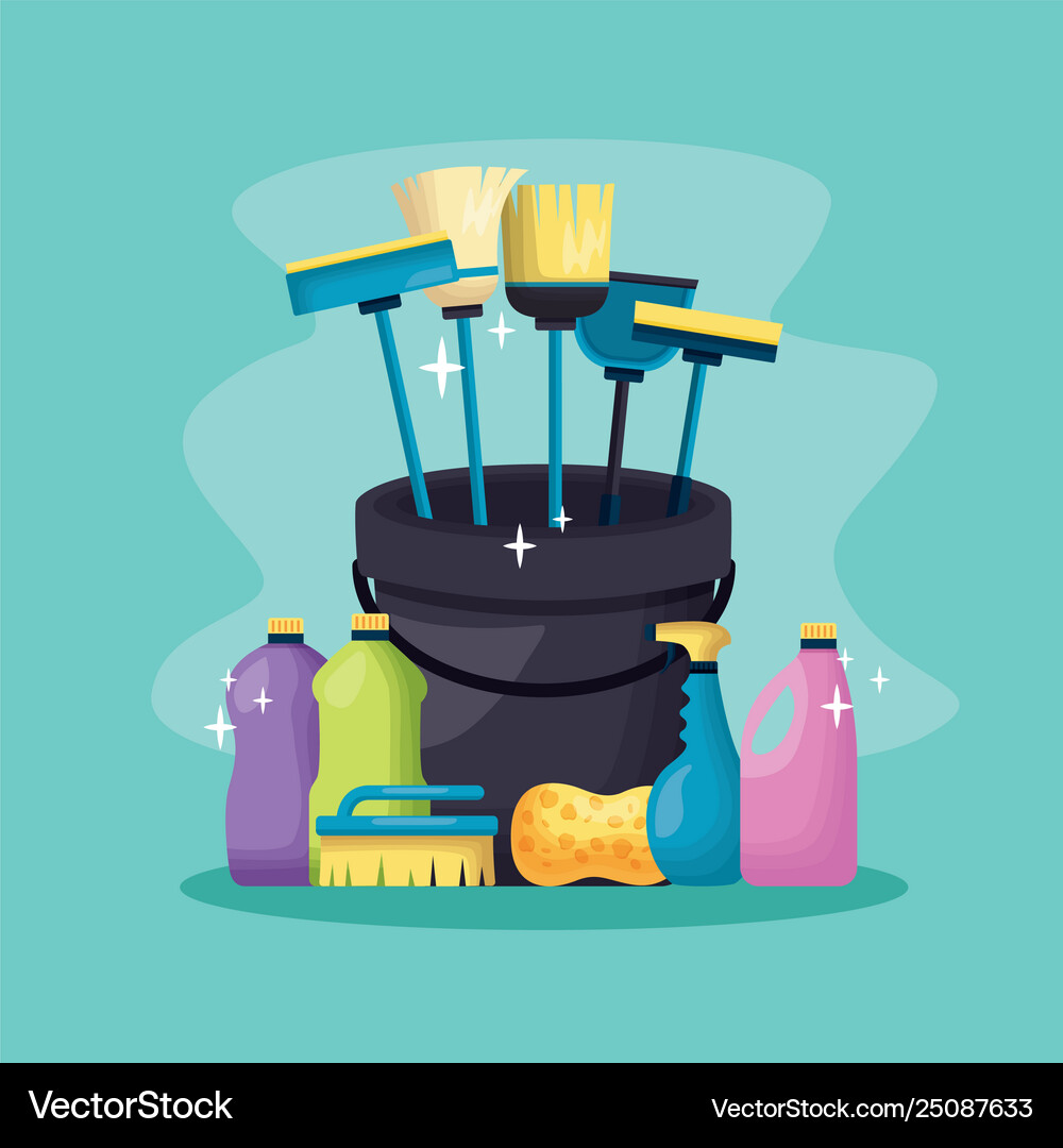 Spring cleaning tools Royalty Free Vector Image