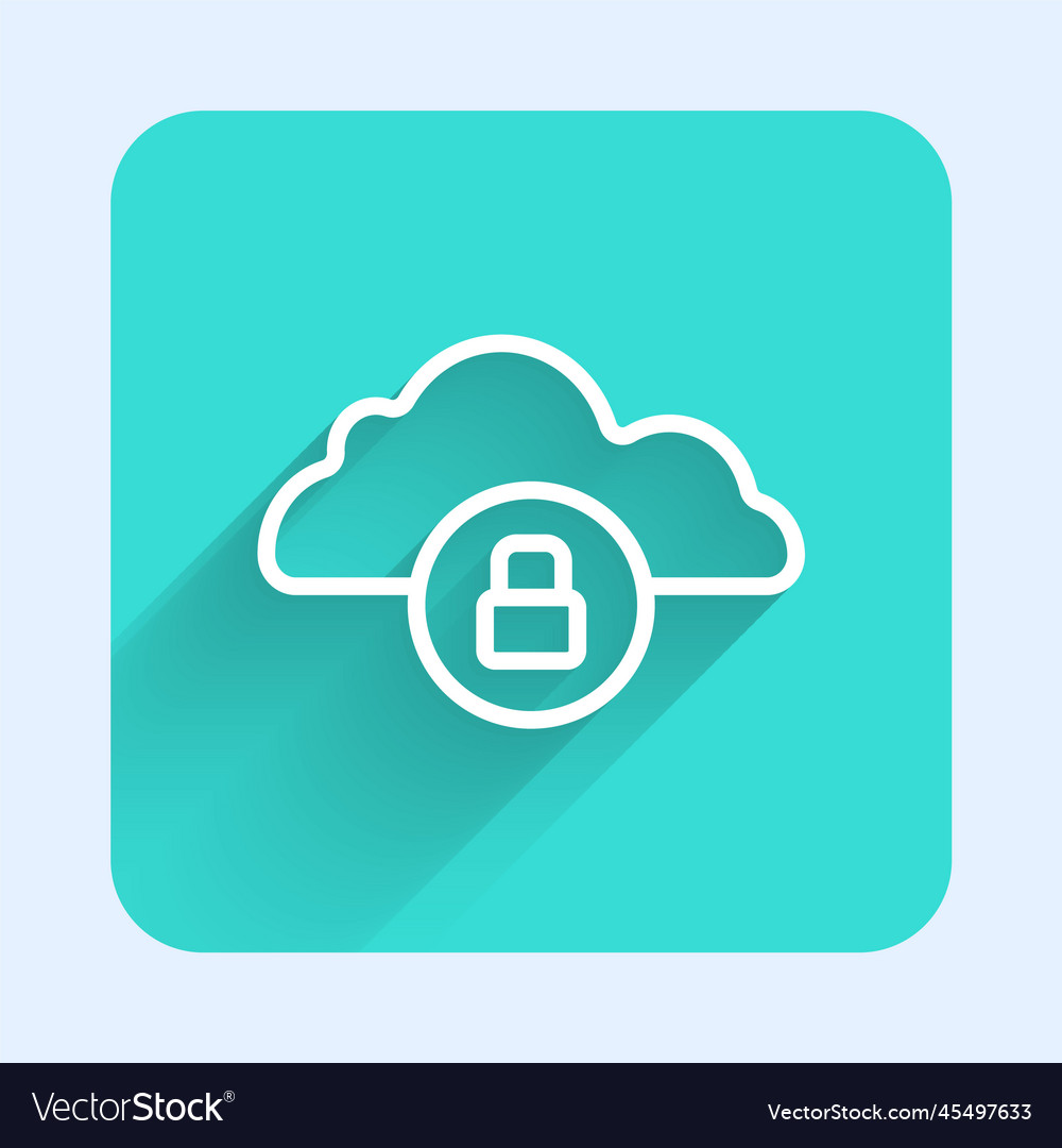White line cloud computing lock icon isolated vector image White line cloud computing lock icon isolated