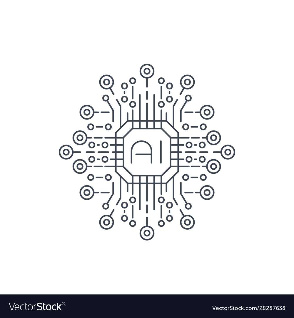 AI Technology Line Icon - Neural Network