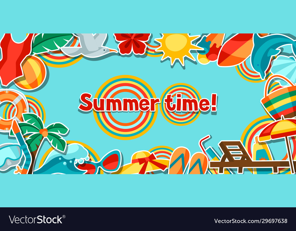 Background with summer and beach objects vector image Background with summer and beach objects