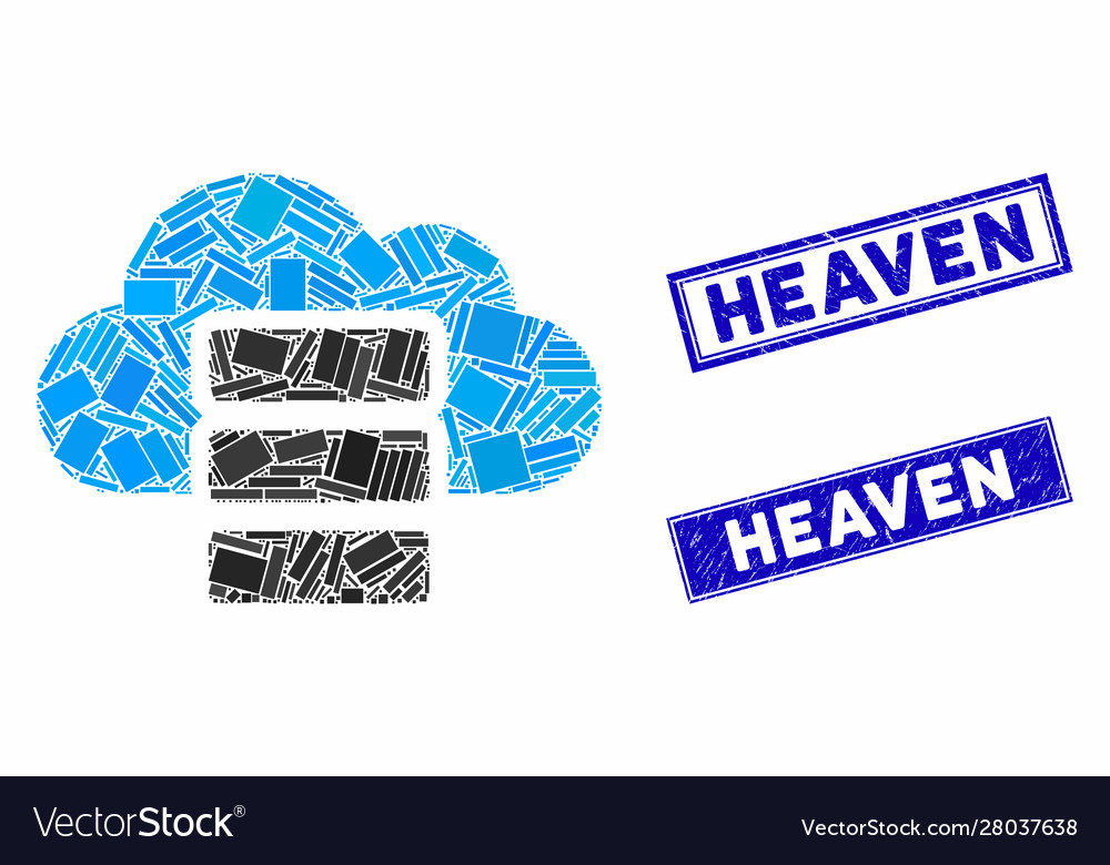 Cloud database mosaic and grunge rectangle vector image Cloud database mosaic and grunge rectangle