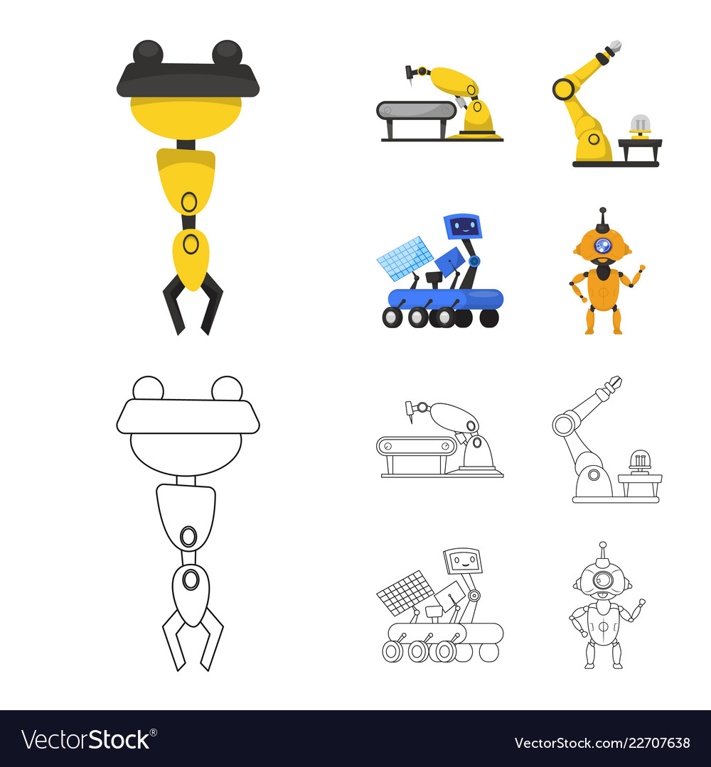 Design of robot and factory icon vector image Design of robot and factory icon