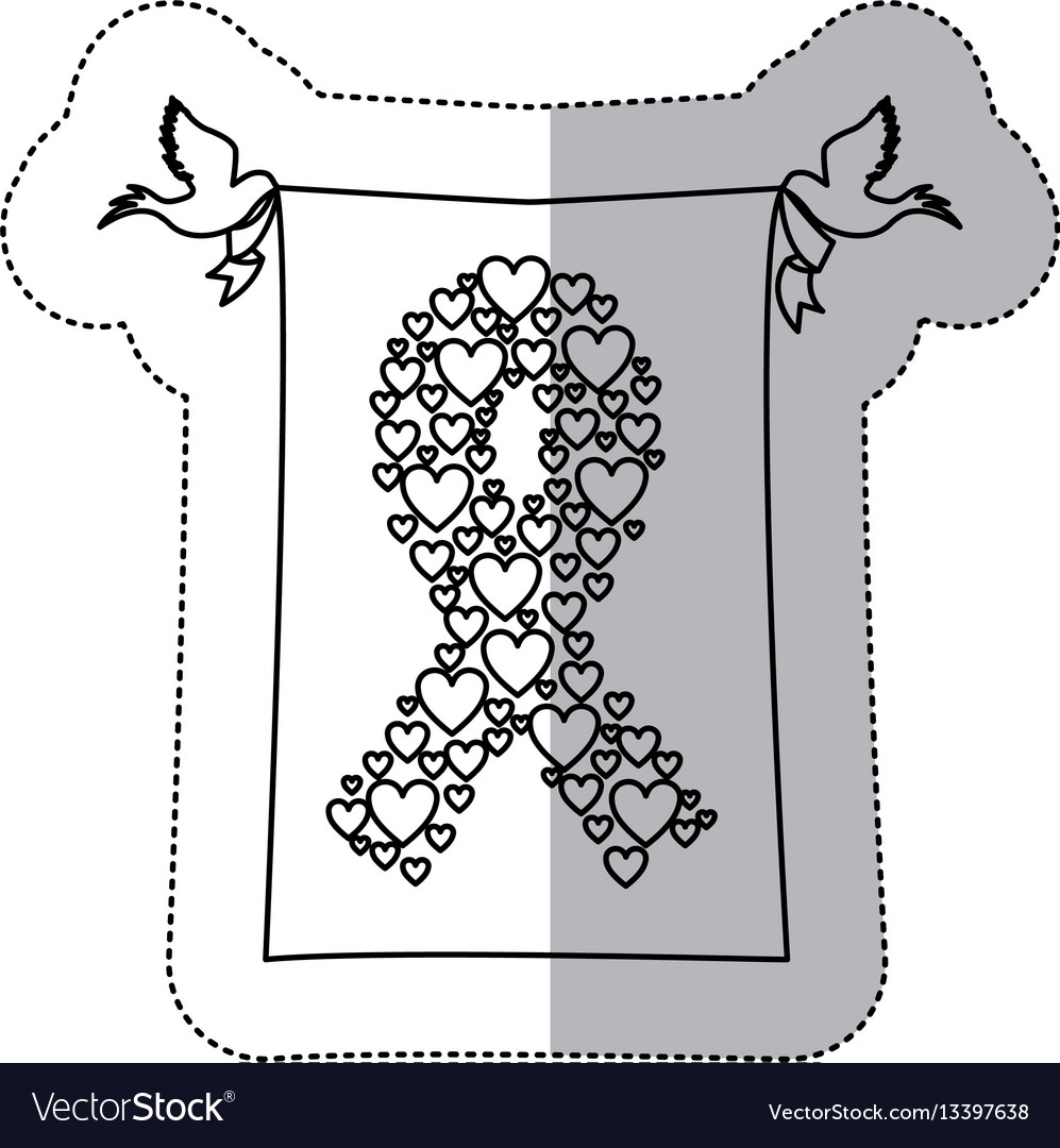 Figure breast cancer hearts and doves icon