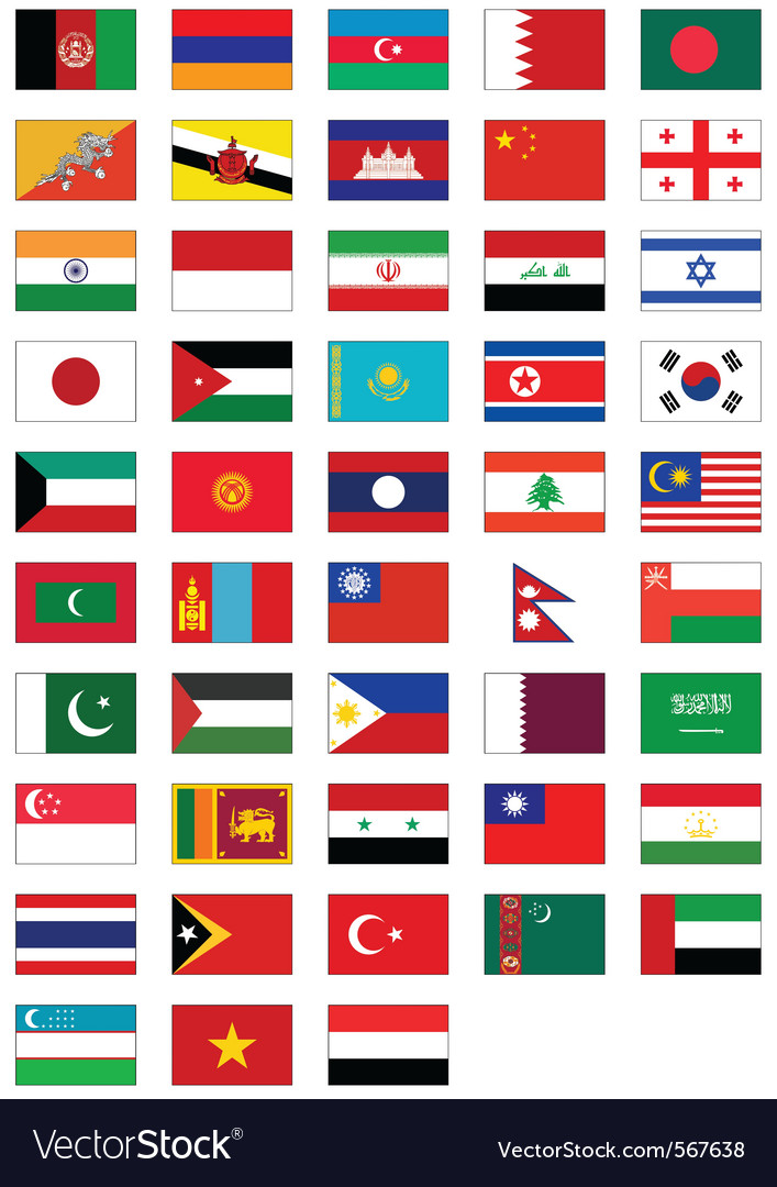 Asian National Flags Flags With Names World Flags With Names Images 9881