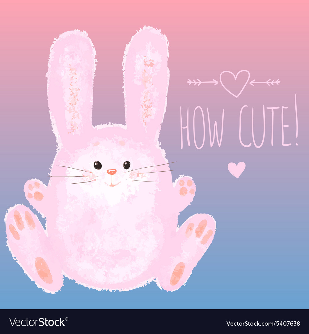 Greeting card with cute bunny and hand writing