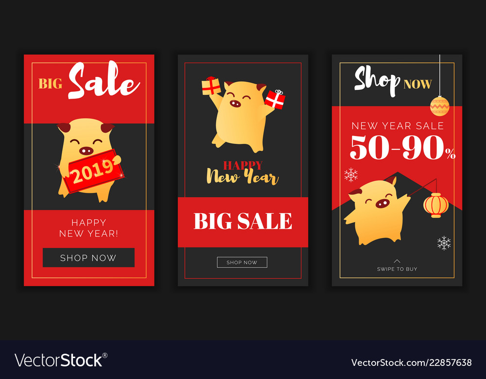 Modern flat new year big sales app screen