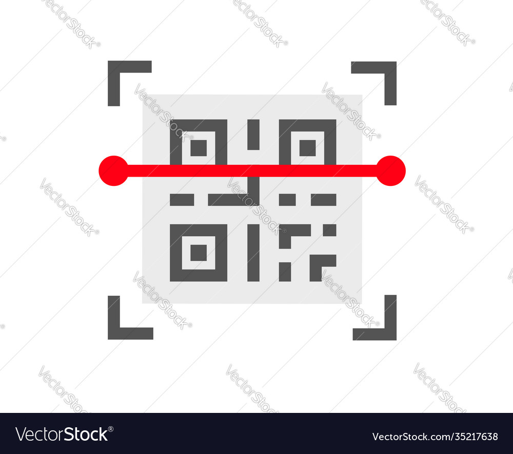 Qr code scan icon flat line outline style