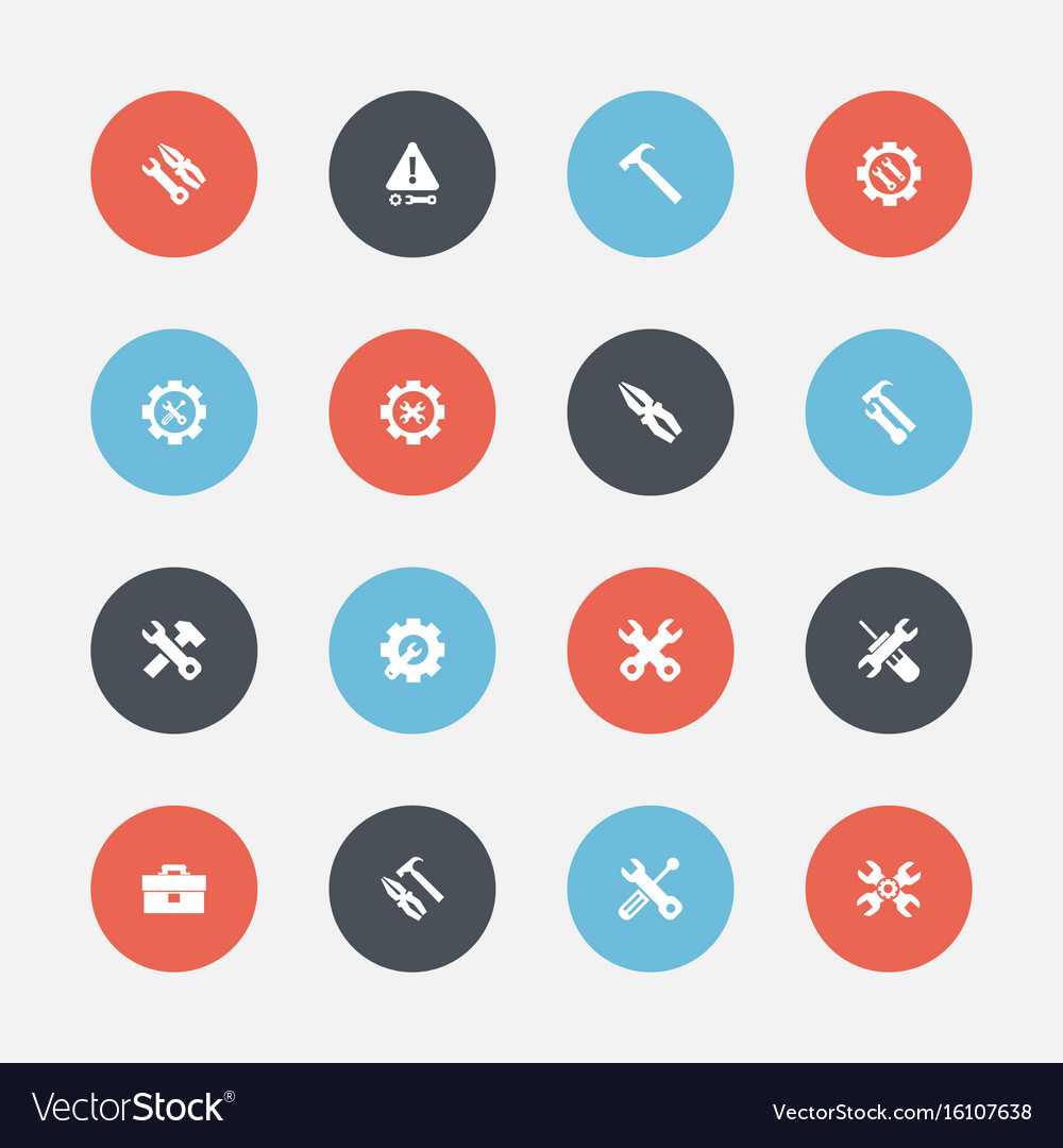 Set of 16 editable toolkit icons includes symbols