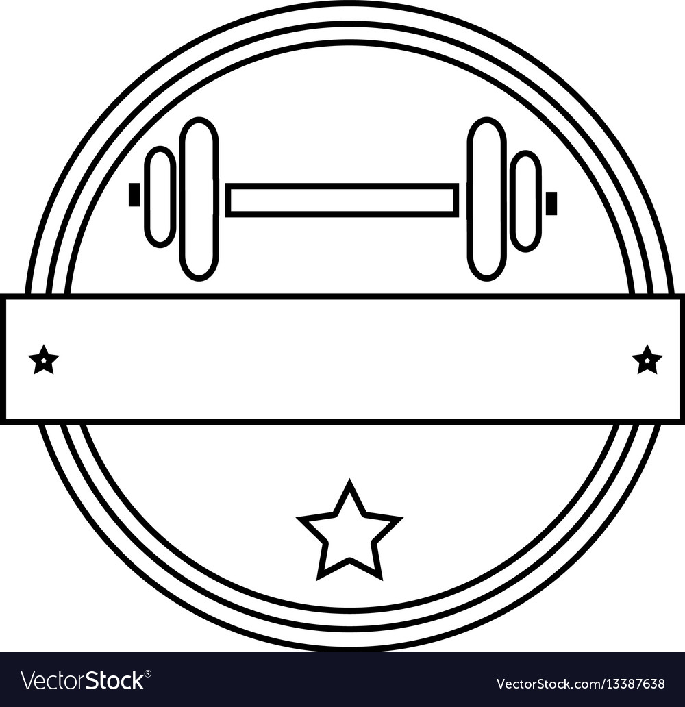 Silhouette circular border with dumbbell vector image Silhouette circular border with dumbbell