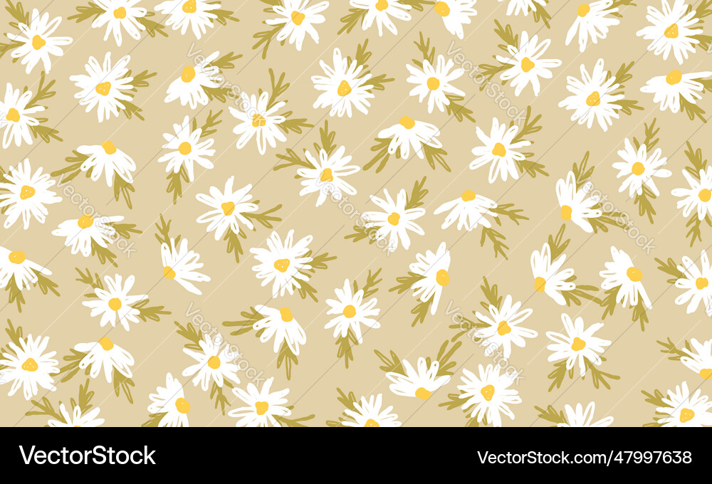 Simple seamless pattern with daisies Royalty Free Vector
