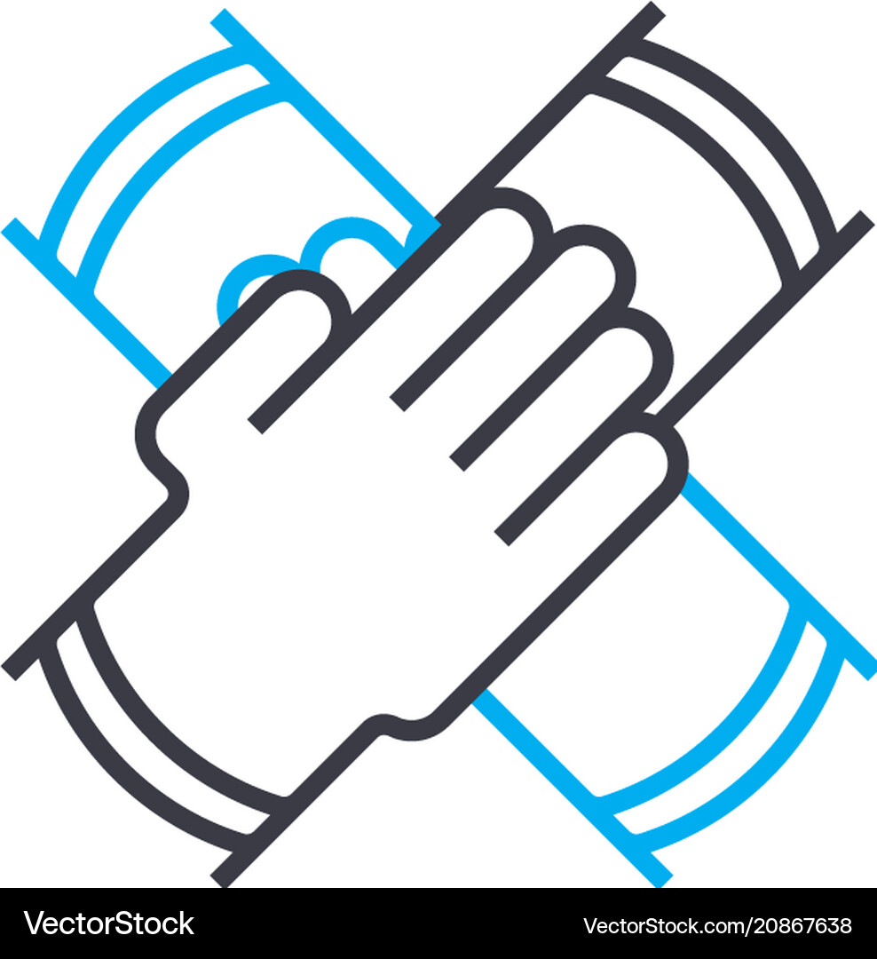 Teamwork thin line stroke icon Royalty Free Vector Image