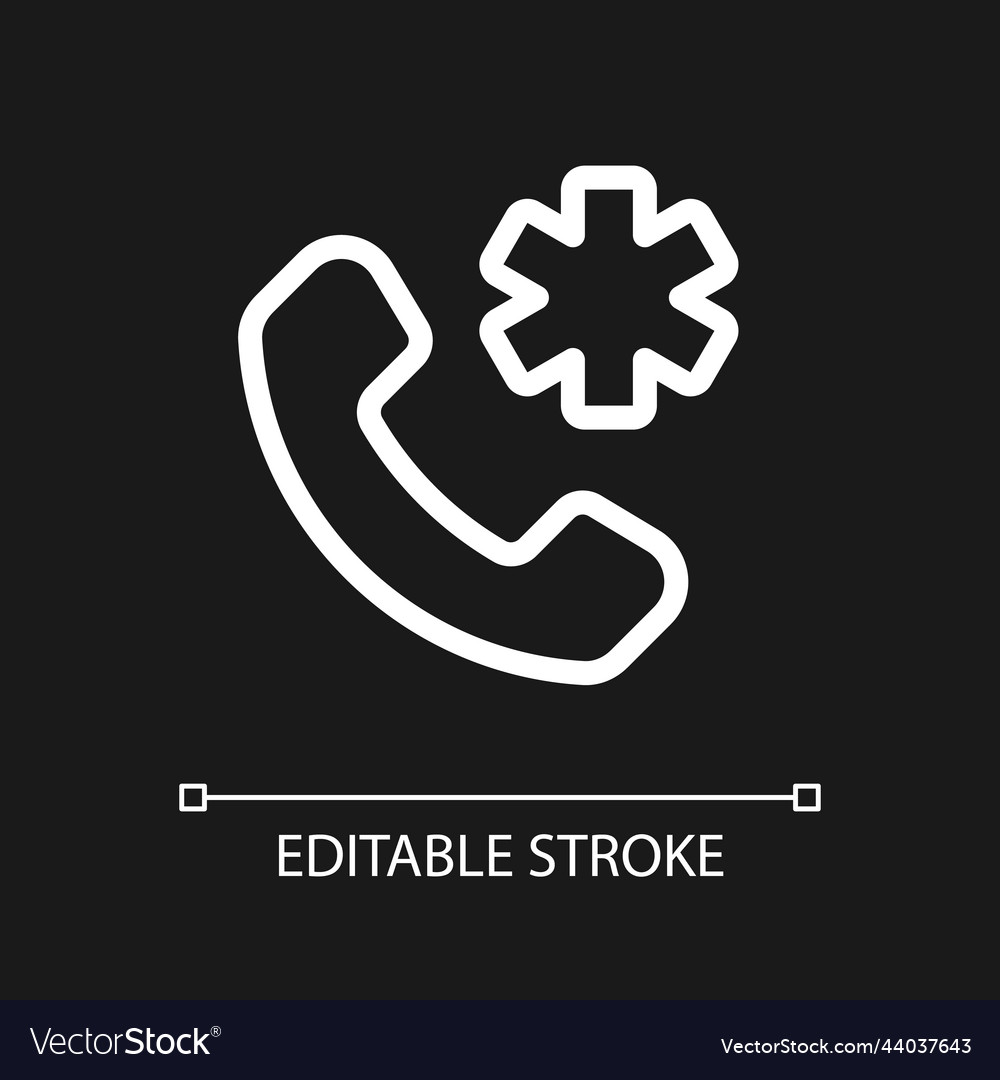Calling emergency pixel perfect white linear ui Vector Image Calling emergency pixel perfect white linear ui