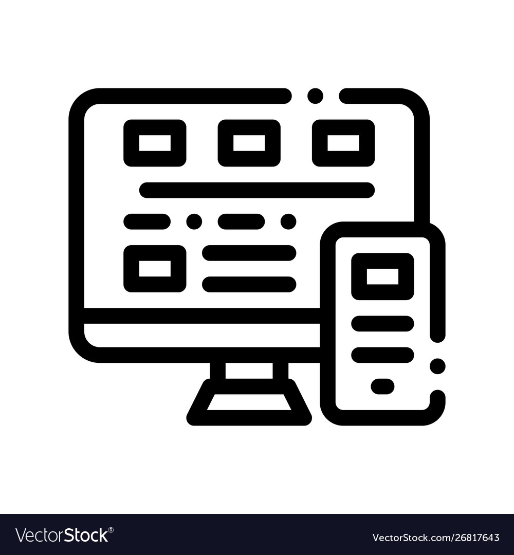 Computer smartphone system thin line icon vector image Computer smartphone system thin line icon