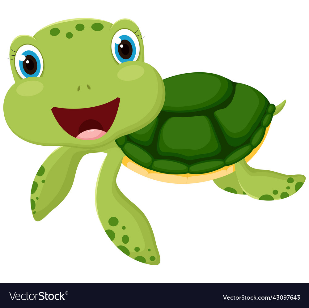 Cute sea turtle cartoon isolated on white Vector Image