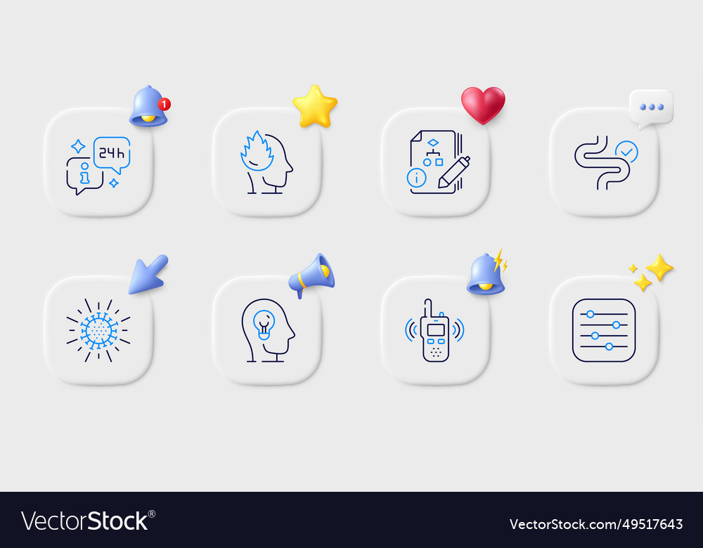 Digestion algorithm and filter line icons vector image Digestion algorithm and filter line icons