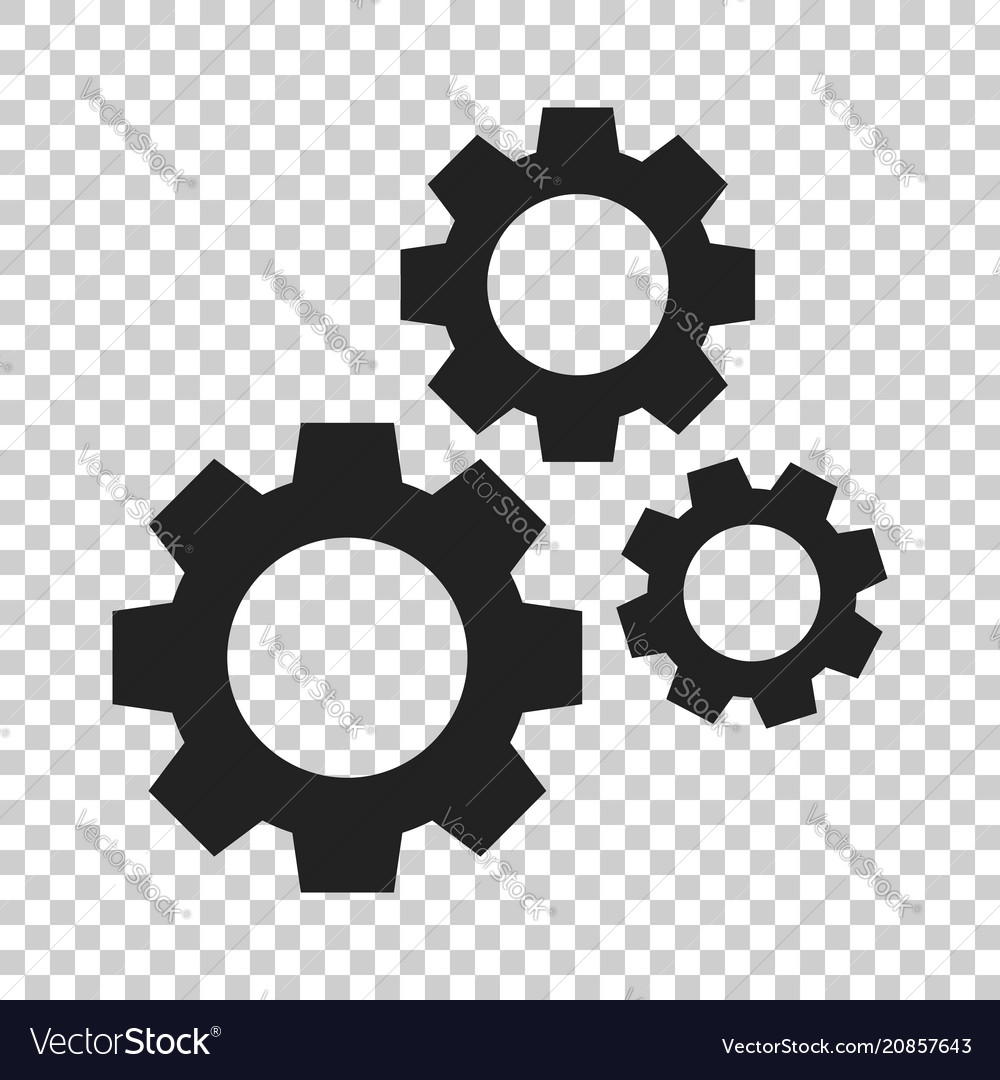 Gear icon in flat style cog wheel on isolated Vector Image