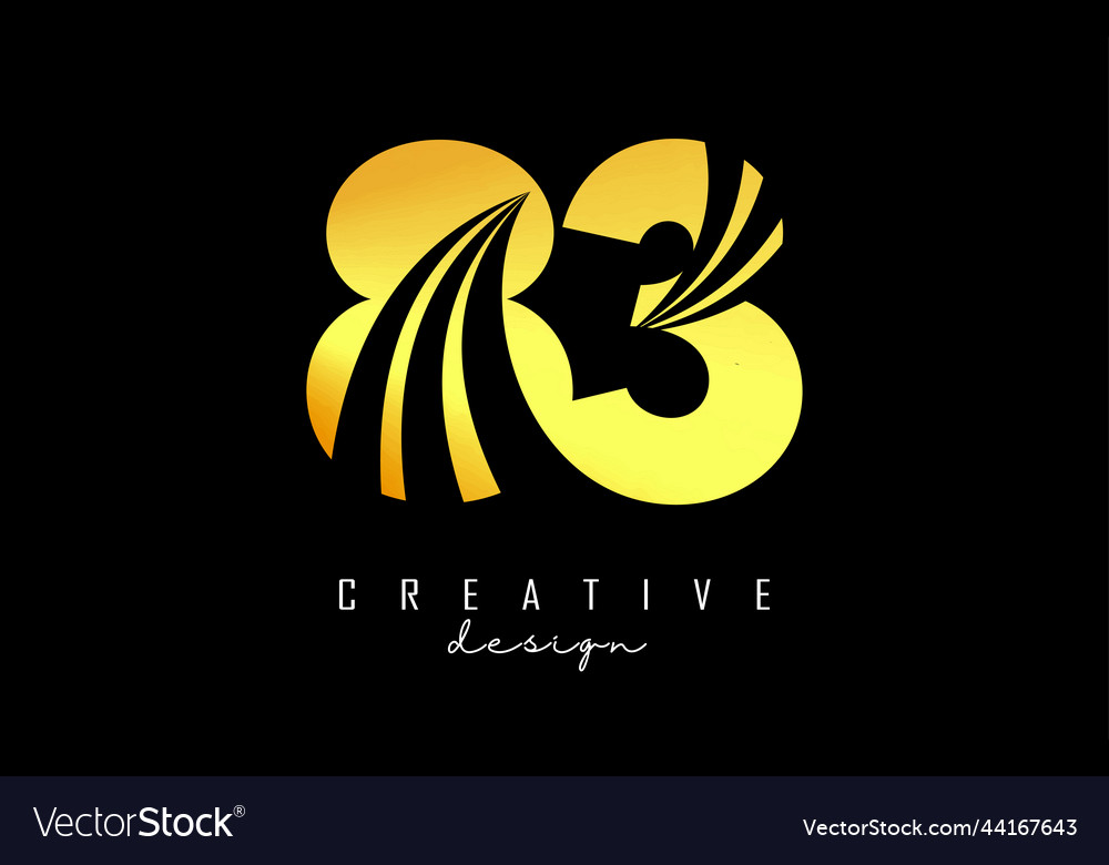 Golden creative number 83 8 3 logo with leading